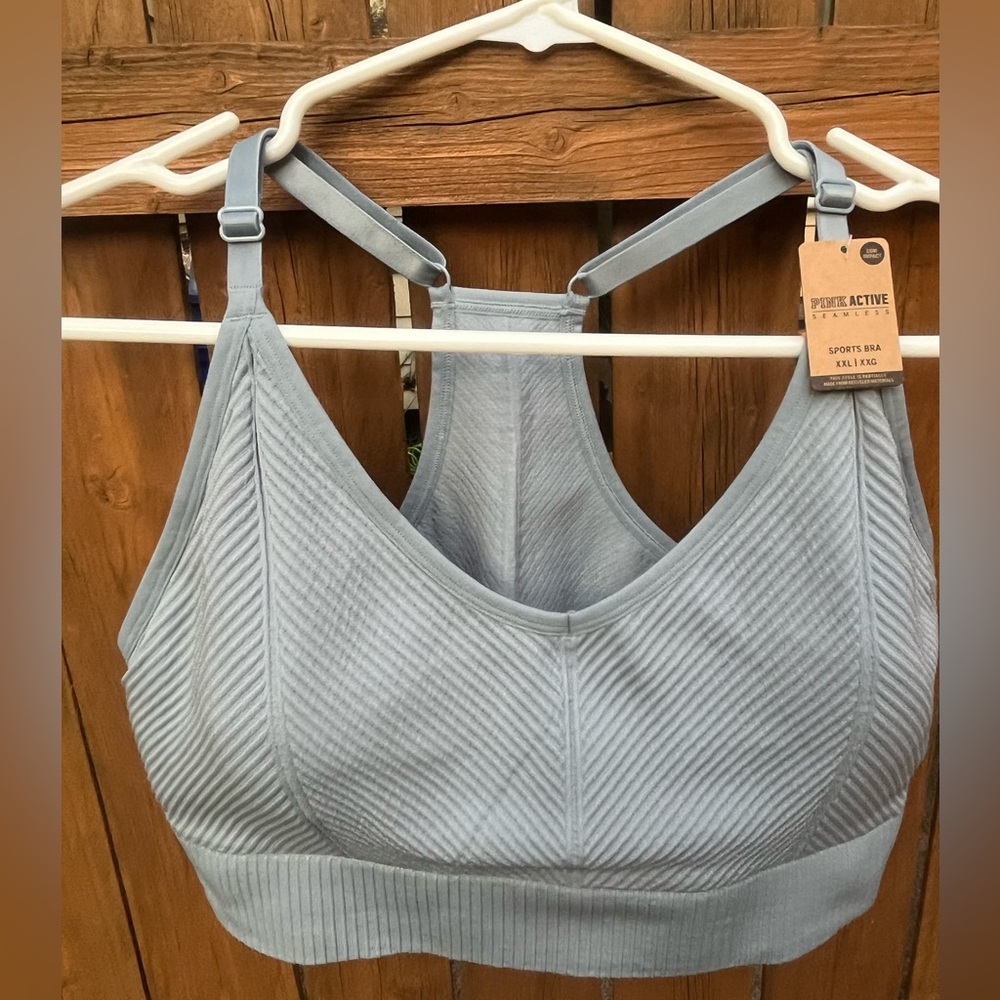 PINK Seamless Sports Bra faint blue & grey color Size XXL